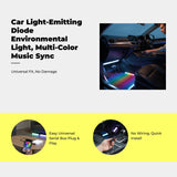 Universal Serial Bus light-emitting diode Car Interior Ambient Light, RGB Sound-Activated, Footwell Background Lighting Ice Blue 1-to-2