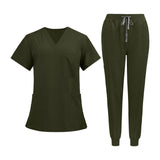 Maxbell 2xUniform Scrub Set Nurse Top Pants Nursing Scrubs Uniform Clothes Work Suits L Green