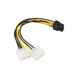 Maxbell 4x8 Pin (6+2) Female to Dual 4 Pin Male Graphics Card Power Cable Lead Adapter