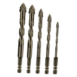 Maxbell Four Flute Sawtooth Eccentric Drill Bit for Marble Terracotta Carbide Tipped 5Pcs