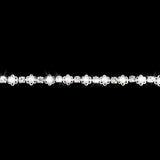 Maxbell 3xDiamante Fake Pearls Rhinestones Flower Chain Sewing Trim Craft 1yd Silver