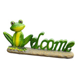 Maxbell Welcome Frog Statue Sign Landscape Resin Figurine for Outdoor Bonsai Pathway