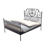 Maxbell 1/12 Pretend Play Toy Vintage Lifelike Miniature Bed for Kids Girls Children black