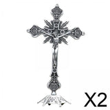 Maxbell 2xJesus Crucifix Sculpture Figurine Crucifix with Stand for Prayers Home Table