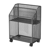 Maxbell Rolling Book Cart Sturdy Construction Storage Cart for Office Library Pantry black 2 layer