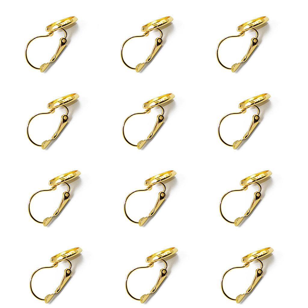 Maxbell Maxbell 12 pcs Earring Wire Hook Findings Cabochon Setting Disc Round Jewelry Gold