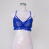 Maxbell Maxbell Sexy Floral Lace Bustier Crop Tops Unpadded Bra Bralette Cami Lingerie Blue