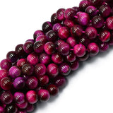 Maxbell 2x8mm Rose Pink Tiger Eye Jewelry Making Round Loose Beads 15''