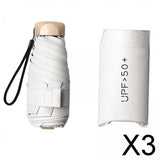 Maxbell 3xMini Sun Protection Umbrella with Case for Men and Women Sturdy Car Umbrella White