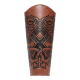 Maxbell 3xMedieval Bracers Adult PU Leather Gauntlet Wristband for Cosplay Accessories Brown 1pcs