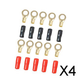Maxbell 4x5 Pairs 8 AWG Car Audio Power Ground Wire Ring Terminal Connector Brass