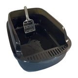Maxbell Maxbell Open Litter Box Kittens Container Sturdy Slotted Tray Sifting Litter Pan Black