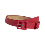 Maxbell Women PU Leather Belt Simple Decorative Waist Belt for Sweater Dresses Girls Red