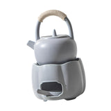 Maxbell Teapot with Warmer Reusable Tea Kettle Flower Tea Pot for Hotel Home Outdoor Gray with Handle