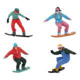 Maxbell 4 Pieces 1/64 Scale Snowboarding Figure Photo Prop for Dollhouse Accessories
