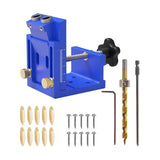 Maxbell Pocket Hole Jig Set Portable Aluminum Alloy Pocket Dowel Hole Jig System Set Blue