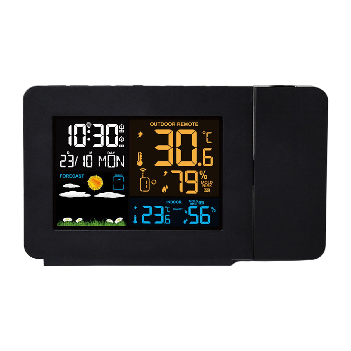 Maxbell Maxbell LCD Digital Table Alarm Clock Weather Station Temperature Time Projection