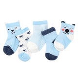 Maxbell Maxbell 5 Pairs Baby Boy Girl Cartoon Cotton Socks Toddler Kids Soft Sock 3-5T Blue