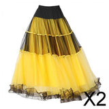 Maxbell 2xClassical Ballroom Dance Skirt Clothing Big Swing Spanish Skirts Dancewear Yellow