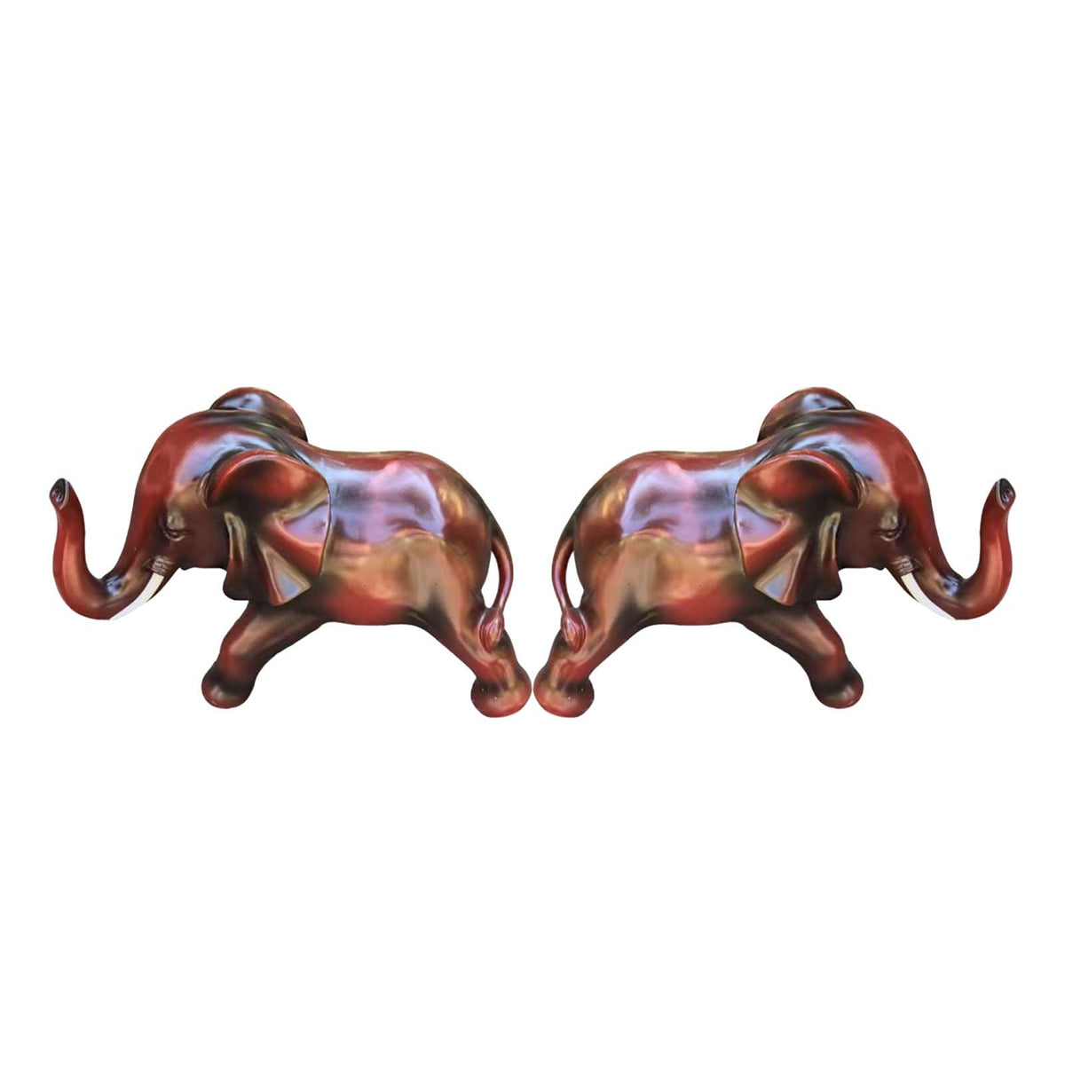 A Pair Elephant Statues Modern Desktop Ornaments for Cabinet NightStand Desk