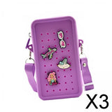 Maxbell 3xHoles Shoulder Bag Practical Silicone Phone Holder Bag for Women Sport Purple