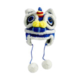 Maxbell Tradition Hat Chinese Style Warm Crochet with Pom Autumn and Winter blue adult