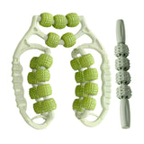 Maxbell Massage Rollers 21 and 4 Wheels Manual Leg Massagers for Travel Outdoor Arms Green