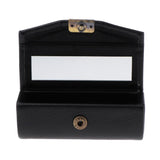 Maxbell Maxbell Leather Lipstick Case Holder Storage Box mirror Purse Pocket Black