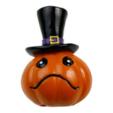 Maxbell Collectible Figurine Resin Sculpture Halloween Pumpkin Statue with Witch Hat 7x6.6x9.6cm Sad