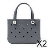 Maxbell 2xHole Bag Waterproof Washable Fashion Open Tote Bag for Shopping Travel Beach Gray