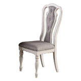 Maxbell Antique White Set of 2 Dining Chairs Grey Upholstered Tufted unique Design