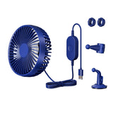 Maxbell USB Car Fan Rotatable Portable 3 Speed Adjustable for Sedan SUV Vehicle Blue