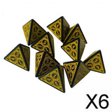 Maxbell 6x10 Pieces Acrylic D4 Dices Polyhedral Dices Set for Card Games Math Teaching Yellow