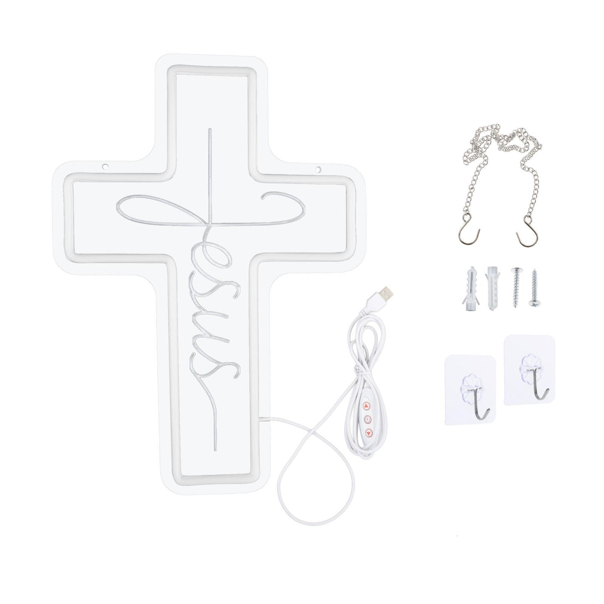 Maxbell Cross Neon Sign Cold Light Hanging Neon Light for Christmas Festivals Easter 40x28cm