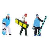 Maxbell 3Pcs 1/64 Scale Ski Figure for Photo Props Collections Doll House Decoration