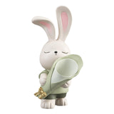 Maxbell Flower Vase Rabbit Figurine Sculpture Bedroom Living Room Resin Bunny Statue Stand 16cmx32cm