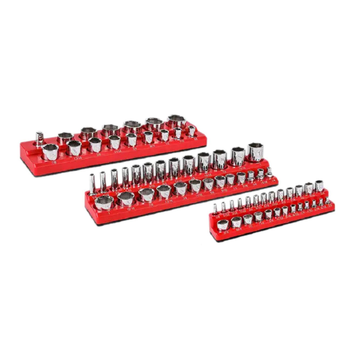 Maxbell 3Pcs Magnetic Socket Organizers Easy to Use Utility Portable for Tool Drawer Red SAE