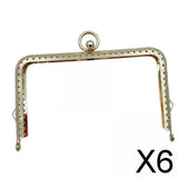 Maxbell 6xMetal Purse Frame Hardware Replacement Embossed Wallet Leather Bag DIY Craft light gold