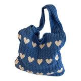 Maxbell Women's Shoulder Bag Lady Pouch Knitted Tote Bag for Outdoor Travel Birthday Blue