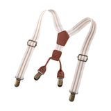 Maxbell 2xKids Suspenders Strong Metal Clip Adjustable Y Back Brace for Birthday Beige
