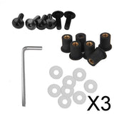 Maxbell 3x5mm Fairing Windscreen Screw Bolt Kit Windshield Mounting Nuts Black