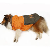 Maxbell Maxbell Lightweight PU Leather 3 Buttons Easy Pull Over Style Dog Puppy Raincoat Pet Supplies Orange + Dark Coffee L