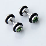 Maxbell 2pcs Mens Earring Ear Stud Stainless Steel Green CZ Crystal Fake Plug