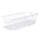 Dish Rack and Drainaboard Set Space-Saving Dish Dryer Rack for Counter white