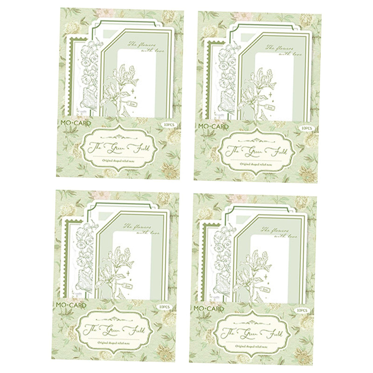 Maxbell 4 Pieces Embossed Notes Art Scrapbook Papers for Parties Celebrations Events Green