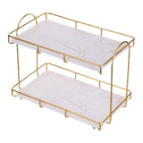 3x2-Tier Storage Shelves Organizer Perfume Display Stand for Countertop Vanity White L