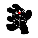 Maxbell Cartoon Cat Shaped Wall Clock Silent for Housewarming Gift Farmhouse Kitchen Black