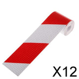 Maxbell 12x3M Red White Reflective Safety Warning Conspicuity Tape Film Sticker