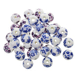 Maxbell 40Pcs Purple+ Blue Flower Ceramic Charms Porcelain DIY Loose Spacer Beads