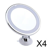 4x6.7" LED Shower Cosmetic Shaving Suction Mirror 10x Magnification 360 Swivel